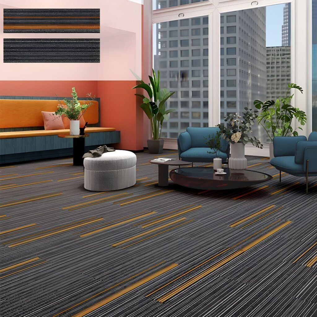 modular office boardroom carpet tiles planks nylon loop pp