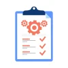 clipboard cogwheel technical support check list team work solution project management software upgrade testing services vector 131918361