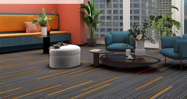 modular office boardroom carpet tiles planks nylon loop pp